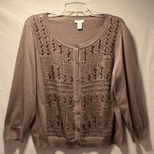 Large Taupe Beaded Cardigan by Chico's